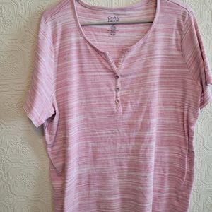 Womens plus pink striped shirt